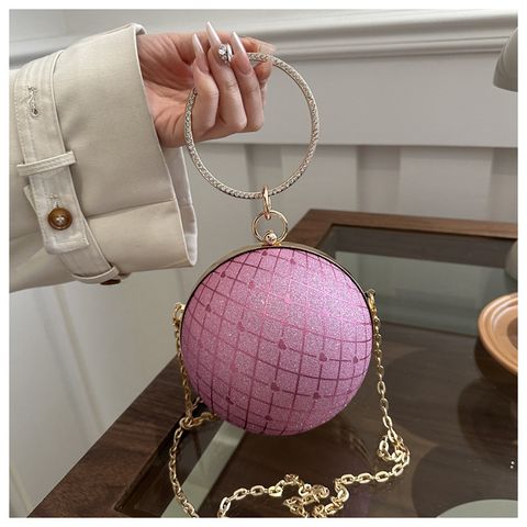 Women's Medium Polyester Solid Color Vintage Style Classic Style Clipped Button Circle Bag