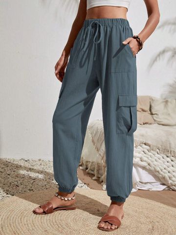 Women's Daily Vintage Style Streetwear Solid Color Full Length Casual Pants Cargo Pants