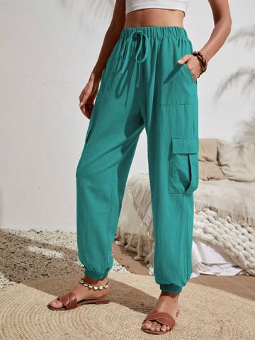 Women's Daily Vintage Style Streetwear Solid Color Full Length Casual Pants Cargo Pants