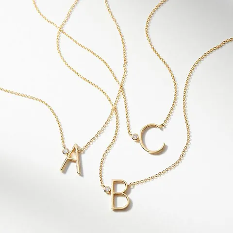 Sterling Silver Simple Style Letter Pendant Necklace