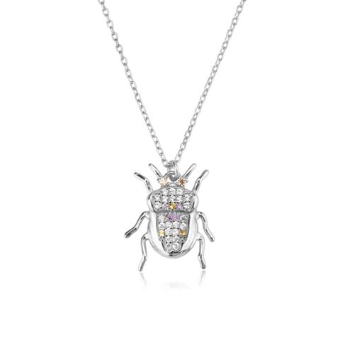 Sterling Silver Hip-Hop Simple Style Insect Pendant Necklace