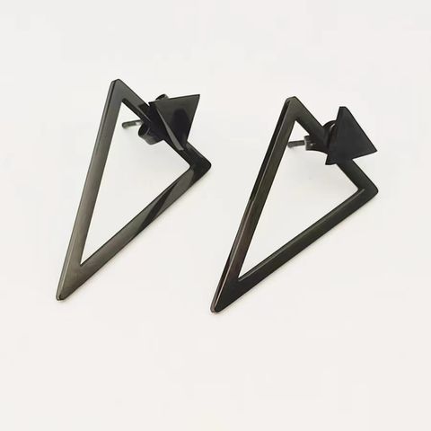 1 Pair Vintage Style Triangle Geometric Plating Stainless Steel Drop Earrings