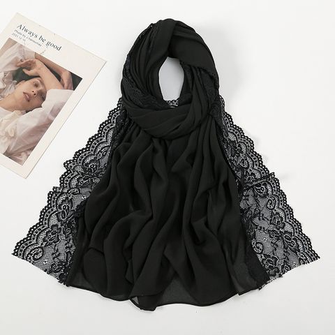 Women's Casual Simple Style Solid Color Chiffon Lace Scarf