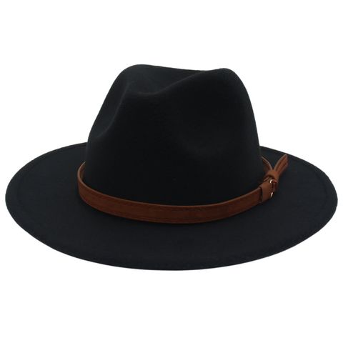 Unisex Fashion Solid Color Big Eaves Cloche Hat