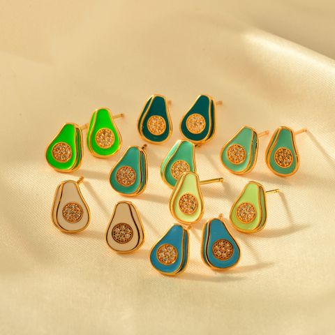 1 Pair Vacation Fruit Copper Ear Studs