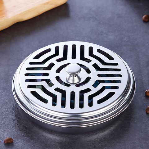 Portable Stainless Steel Serrated Mosquito Coil Tray With Cover