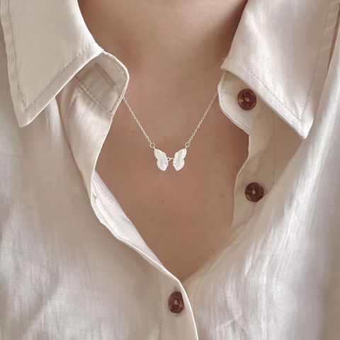 Sterling Silver Elegant Butterfly Pendant Necklace