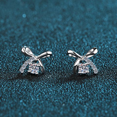 Sterling Silver Ig Style Bow Knot Plating Ear Studs