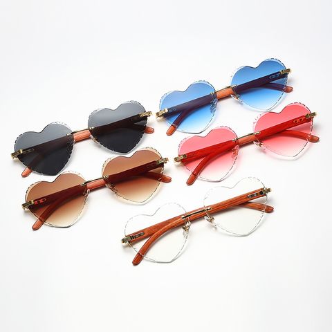 Einfacher Stil Farbverlauf Pc Herzform Rahmenlos Sonnenbrille Der Frauen