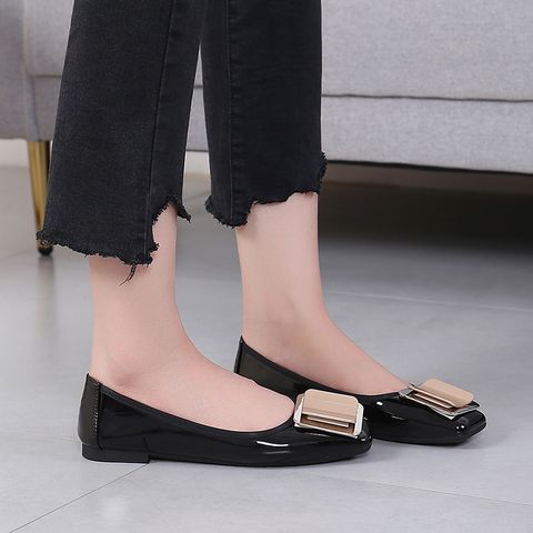Women's Casual Vacation Solid Color Square Toe Flats