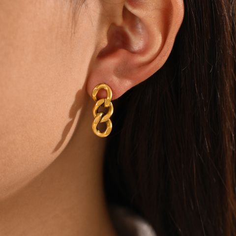 1 Pair Elegant Lady Geometric Plating 304 Stainless Steel 18K Gold Plated Drop Earrings