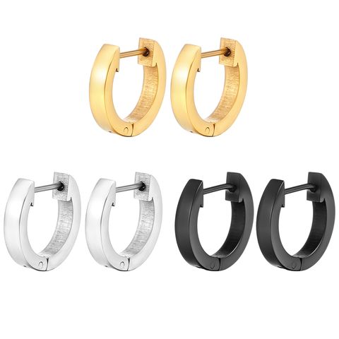 1 Paar Klassischer Stil Geometrisch Einfarbig Edelstahl 304 18 Karat Vergoldet Reif Ohrringe
