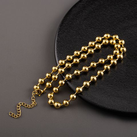 304 Stainless Steel 18K Gold Plated Hip-Hop Classic Style Plating Solid Color Necklace