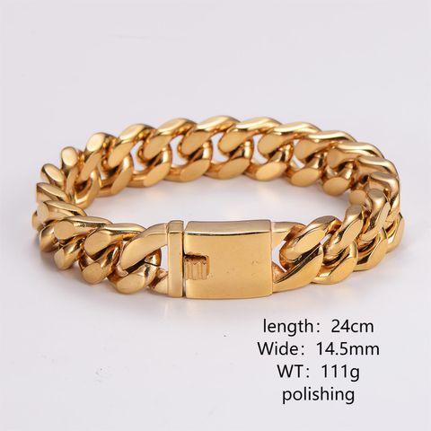 Stainless Steel 18K Gold Plated Hip-Hop Rock Cool Style Plating Geometric Bracelets