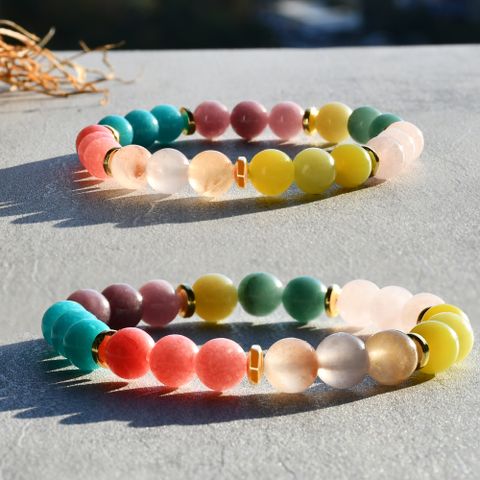 Vacation Handmade Simple Style Round Artificial Crystal Beaded Handmade Women's Bracelets
