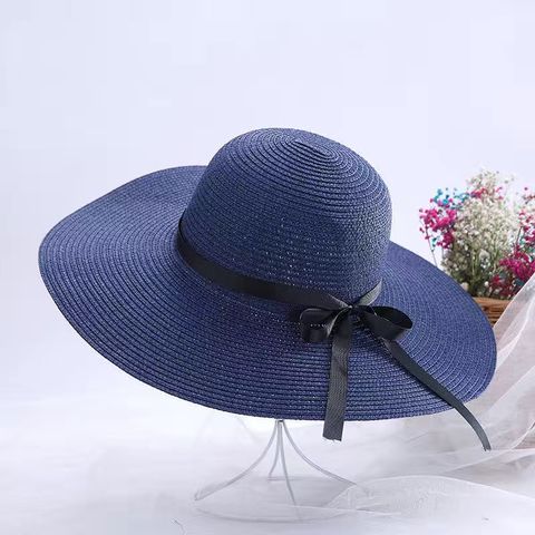 Women's Simple Style Classic Style Color Block Big Eaves Straw Hat