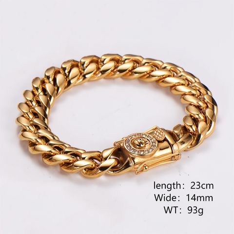 Hip-Hop Rock Cool Style Solid Color Skull Stainless Steel Plating Inlay Zircon 18K Gold Plated Women's Bracelets Necklace