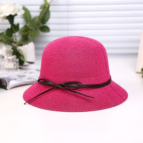 Women's Simple Style Solid Color Bowknot Flat Eaves Fedora Hat