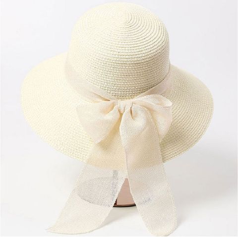 Women's Vintage Style Sweet Solid Color Flat Eaves Sun Hat