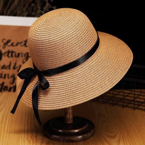 Women's Vintage Style Flower Big Eaves Straw Hat