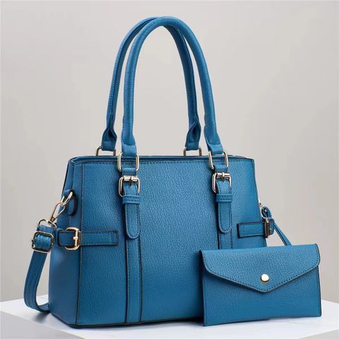 Women's Medium Leather Solid Color Vintage Style Classic Style Square Flip Cover Tote Bag