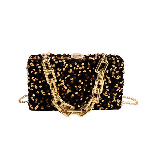 Women's Small Sequin Sequins Elegant Lock Clasp Square Bag