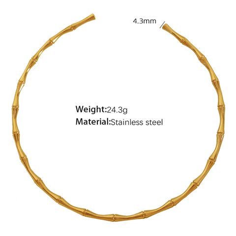 Retro Simple Style Circle Bamboo Titanium Steel Plating 18k Gold Plated Necklace