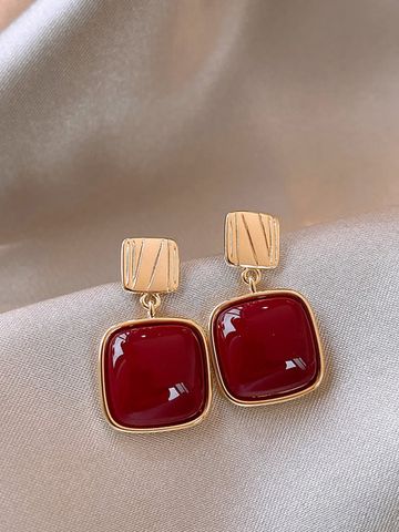 1 Pair French Style Geometric Alloy Drop Earrings