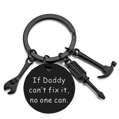Father's Day Gift Letter Stainless Steel Hammer Wrench Screwdriver Key Ring