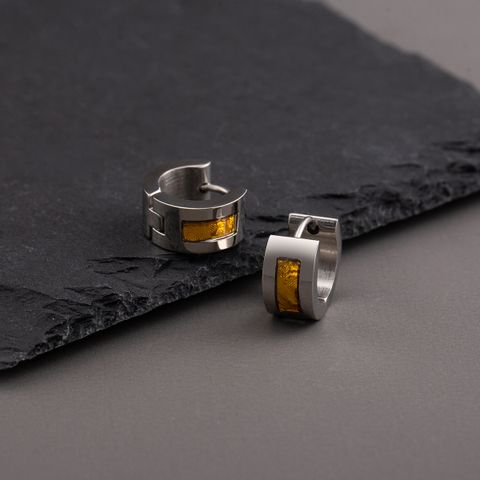 1 Pair Hip-Hop Geometric Epoxy 304 Stainless Steel Resin Earrings