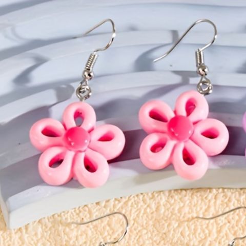 1 Pair Casual Flower Resin Drop Earrings