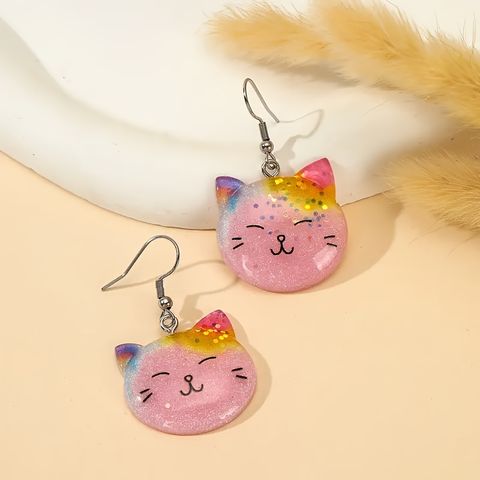 1 Pair Casual Cute Cat Resin Drop Earrings