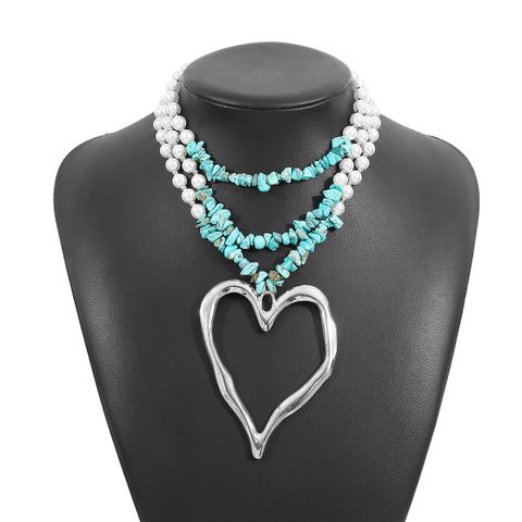 Casual Vacation Heart Shape Imitation Pearl Alloy Women's Layered Necklaces