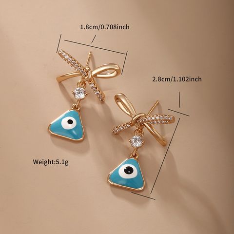 1 Pair Vintage Style Xuping Triangle Bow Knot Irregular Plating Inlay Alloy Copper Alloy Artificial Gemstones 18k Gold Plated Drop Earrings