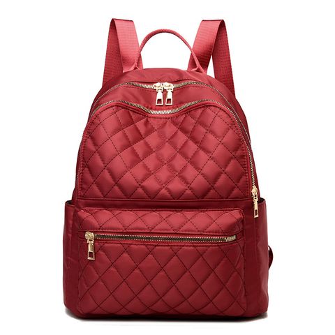 Women's Large Capacity Fashionable Diamond Casual Outdoor Oxford Cloth Backpack