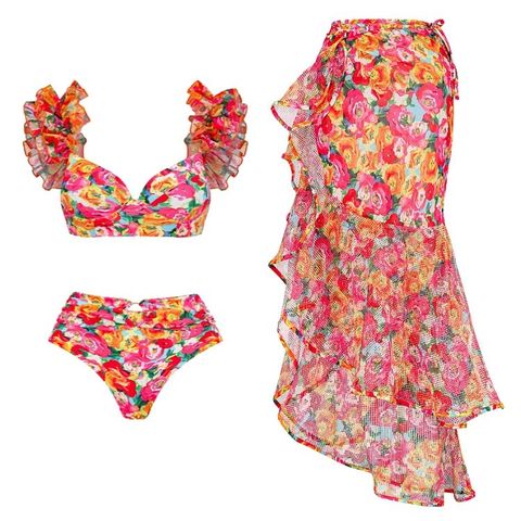 Mujeres Floral Ditsy Juego De 3 Piezas Bikinis Traje De Baño