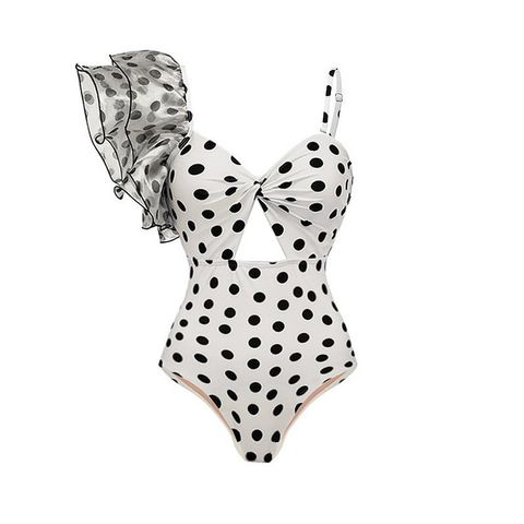 Women's Elegant Lady Polka Dots 2 Pieces Set One Piece Swimwear