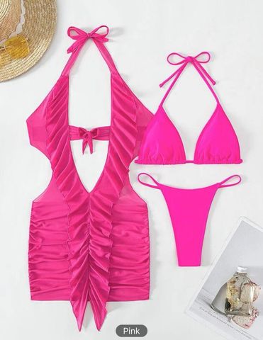 Women's Solid Color 3 Pieces Set Bikinis Swimwear