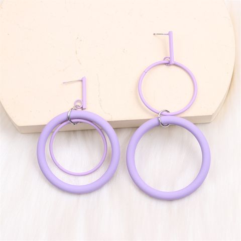 1 Pair Exaggerated Simple Style Round Spray Paint Alloy Drop Earrings