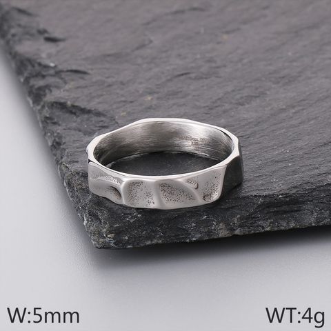 Simple Style Solid Color Titanium Steel 18K Gold Plated Men's Rings