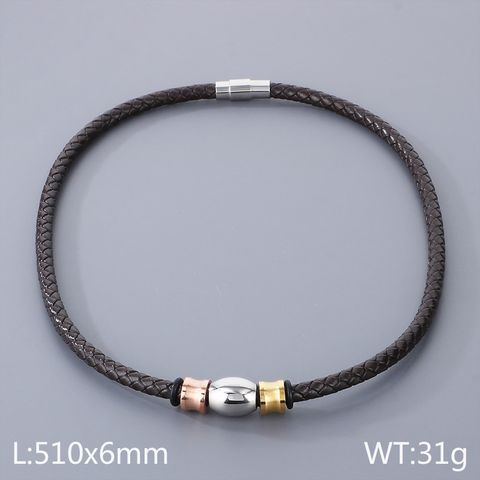 Hip-hop Geometric Pu Leather Titanium Steel Men's Bracelets Necklace