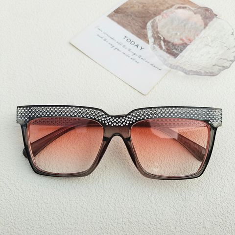 IG Style Elegant Solid Color Pc Resin Square Diamond Full Frame Women's Sunglasses