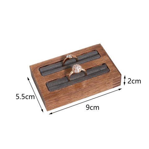 Elegant Rectangle Pu Leather Solid Wood Jewelry Rack