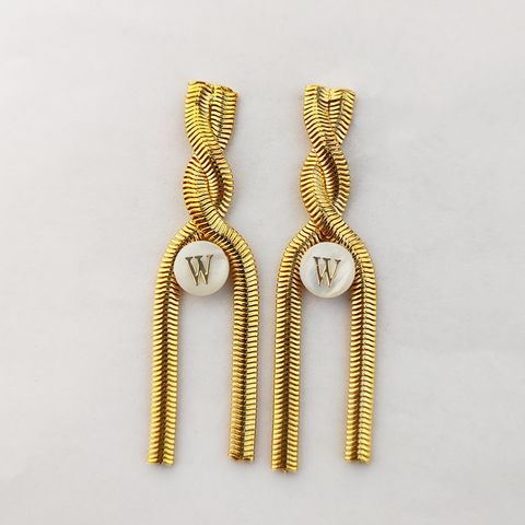 1 Pair Vintage Style Geometric Letter Plating Alloy Copper Drop Earrings
