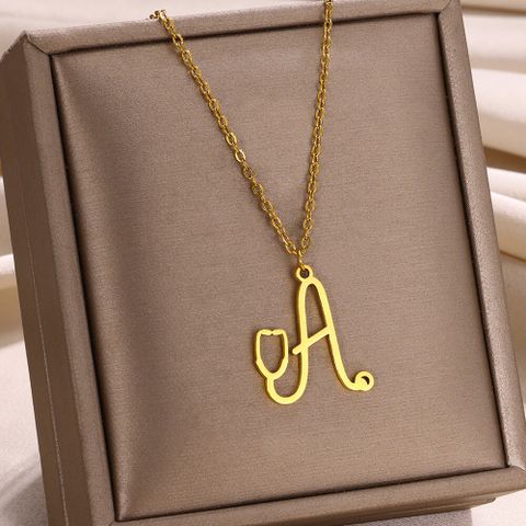 Stainless Steel Simple Style Letter Plating Pendant Necklace