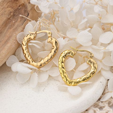 1 Par Estilo IG Forma De Corazón Enchapado Acero Inoxidable 304 Aretes