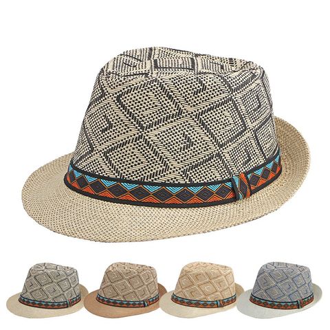 Women's Chinoiserie Ethnic Style Color Block Crimping Fedora Hat
