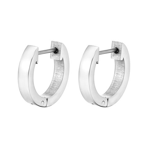 1 Pair Classic Style Geometric Solid Color 304 Stainless Steel 18K Gold Plated Hoop Earrings