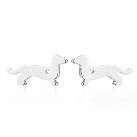 Fashion Dog Stainless Steel Earrings Ear Studs Plating No Inlaid Stainless Steel Earrings