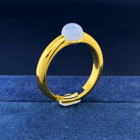 Commute Solid Color Alloy Inlay Artificial Crystal Women's Adjustable Ring